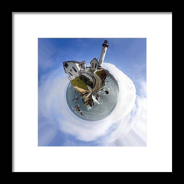 Pigeon Point Framed Print featuring the photograph Pigeon Point Lighthouse Planet by Her Arts Desire
