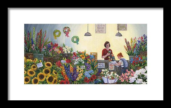 Pikes Framed Print featuring the painting Pikes' Flower Market by June Hunt