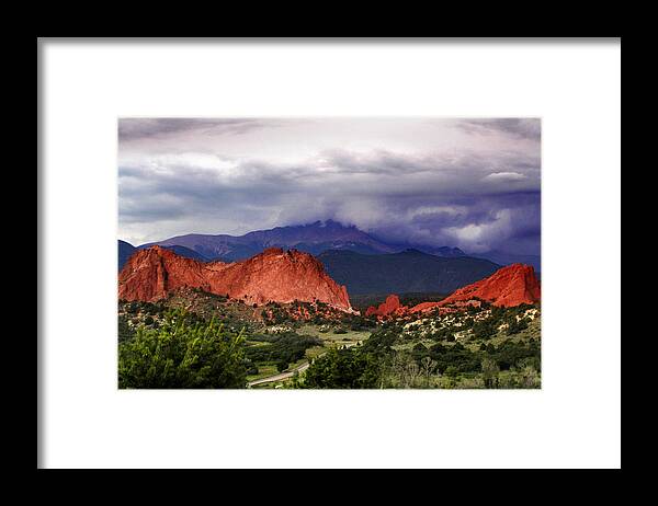 Pikes Peak Photographs Framed Print featuring the photograph Pikes Peak Storm by Rod Seel