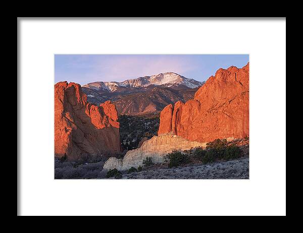 Pikes Framed Print featuring the photograph Pikes Peak Sunrise by Aaron Spong