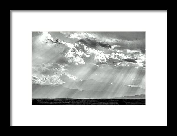 Sunglazed Peak Framed Print featuring the photograph Pikes Peak Through Veil Of Sunrays by Clarice Lakota