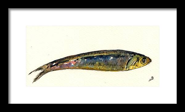 Bait Fish Framed Print featuring the painting Pilchard by Juan Bosco