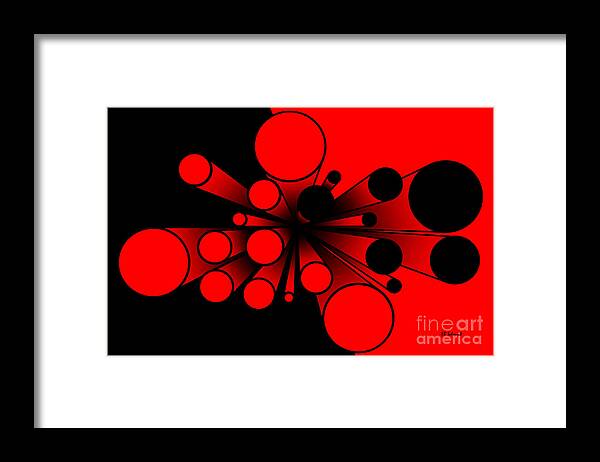 Pillars Framed Print featuring the digital art Pillars - red and black variation by E B Schmidt
