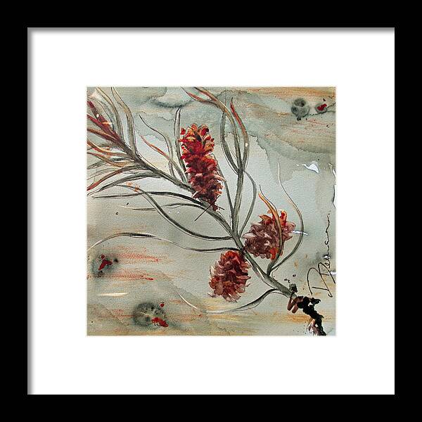 Pinecones Framed Print featuring the painting Pinecones by Dawn Derman