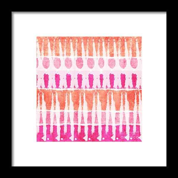 Pink Framed Print featuring the painting Pink and Orange Tie Dye by Linda Woods