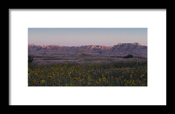 Dakota Framed Print featuring the photograph Pink Badlands Morning by Greni Graph