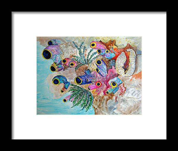 Komodo Island Framed Print featuring the painting Pink Beach Sea Squirts by Patricia Beebe