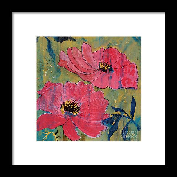 Pink Framed Print featuring the painting Pink Blossoms by Robin Pedrero