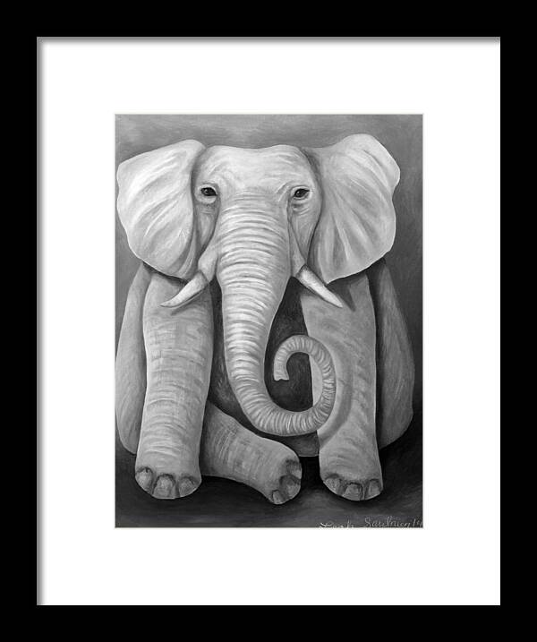 Elephant Framed Print featuring the painting Pink Elephant edit 4 by Leah Saulnier The Painting Maniac