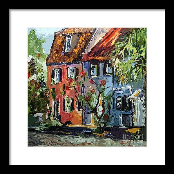Charleston Framed Print featuring the painting Pink House on Chalmers Street Charleston South Carolina by Ginette Callaway