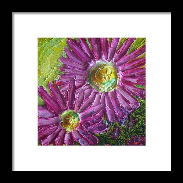 Spring Framed Print featuring the painting Paris' Pink Mums by Paris Wyatt Llanso