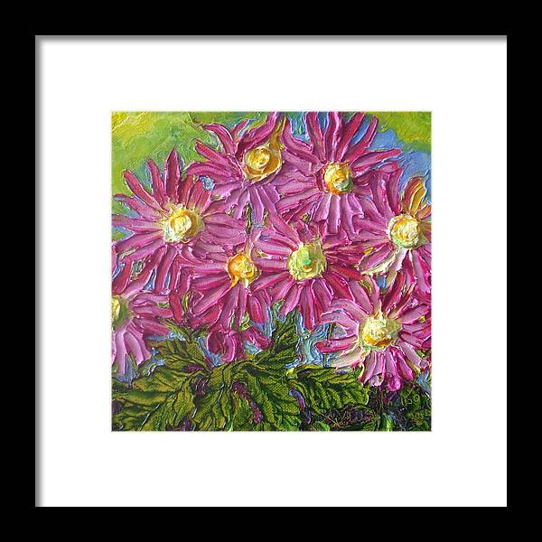 Spring Framed Print featuring the painting Pink Mums by Paris Wyatt Llanso