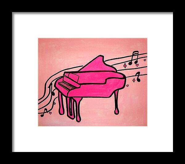 Pink Framed Print featuring the painting Pink Piano by Marisela Mungia