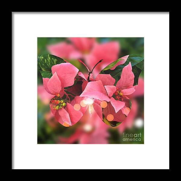 Butterfly Framed Print featuring the digital art Pink Poinsettia Butterfly by Beverly Claire Kaiya