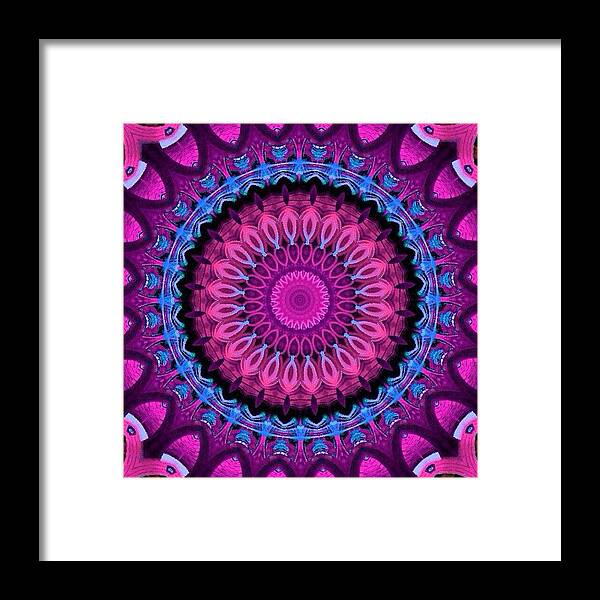 Blue Framed Print featuring the photograph #pink #purple And #blue #fractal #art by Pixie Copley