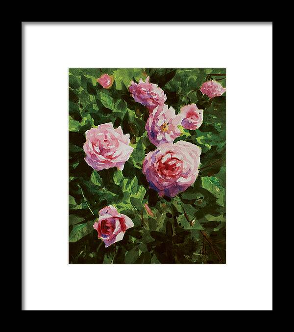 Flower Framed Print featuring the painting Pink Rose by Helal Uddin