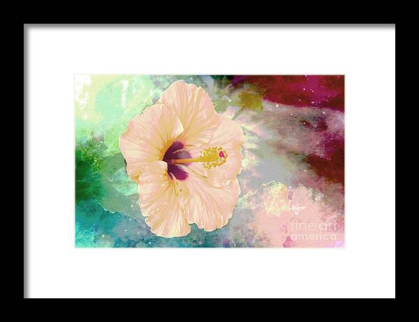 Floral Framed Print featuring the mixed media Pink Soft Hibiscus by Beverly Guilliams