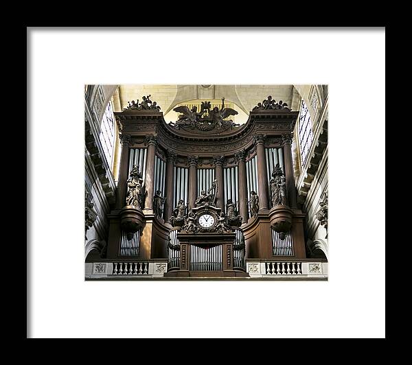 Pipe Organ Framed Print featuring the photograph Pipe organ in St Sulpice by Jenny Setchell