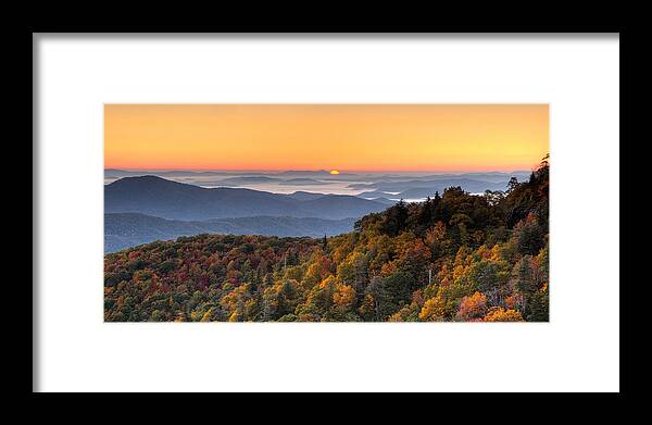 North Carolina Framed Print featuring the photograph Pisgah Sunrise - Blue Ridge Parkway by Dan Carmichael