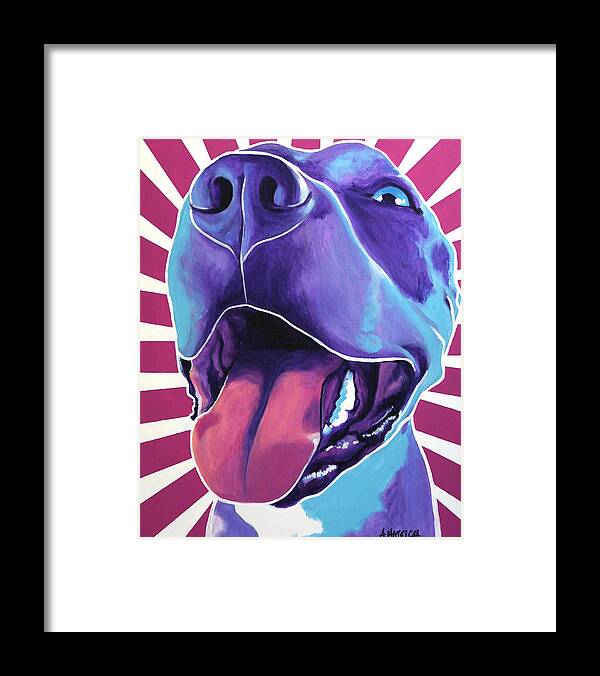Pit Framed Print featuring the painting Pit Bull - Valen by Dawg Painter