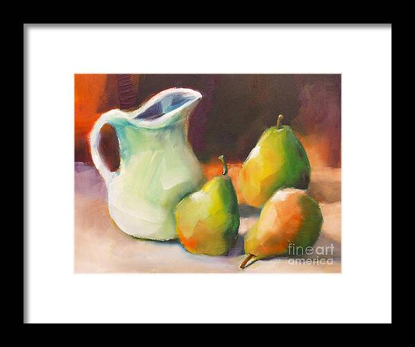 Still Life Framed Print featuring the painting Pitcher and Pears by Michelle Abrams