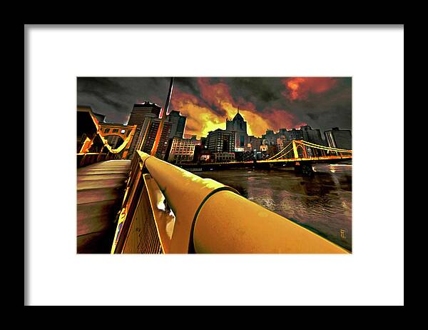 Pittsburgh Skyline Framed Print featuring the painting Pittsburgh Skyline by Fli Art
