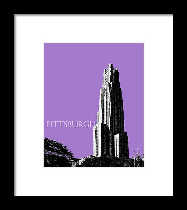 Architecture Framed Print featuring the digital art Pittsburgh Skyline Cathedral of Learning - Violet by DB Artist
