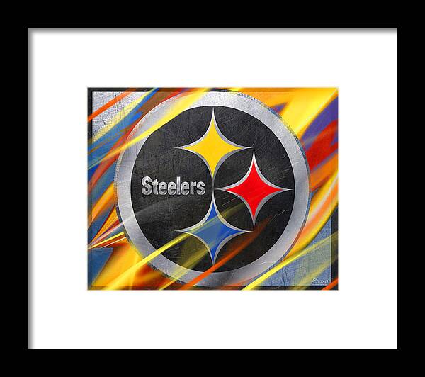 Pittsburgh Framed Print featuring the painting Pittsburgh Steelers Football by Tony Rubino
