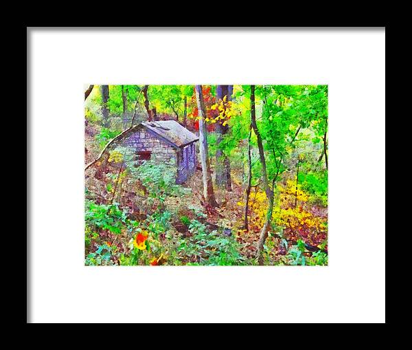 Frick Park Framed Print featuring the digital art Pittsburgh's Frick Park in October. Green by Digital Photographic Arts