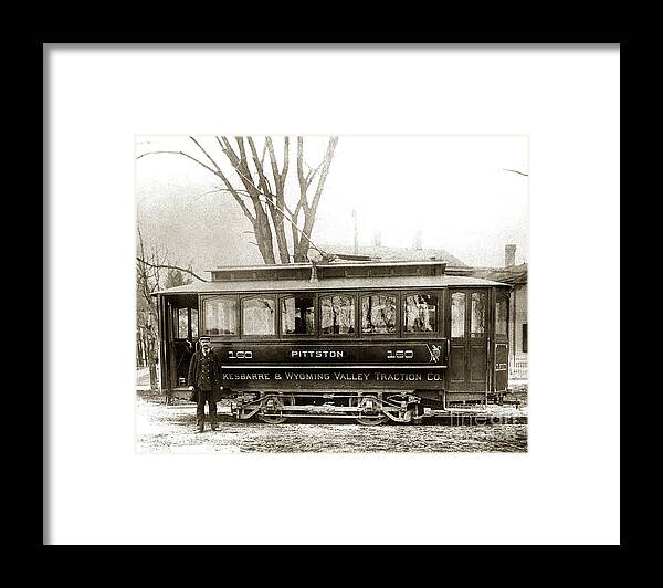 Pittston Pennsylvania Framed Print featuring the photograph Pittston PA Trolley late 1800s by Arthur Miller
