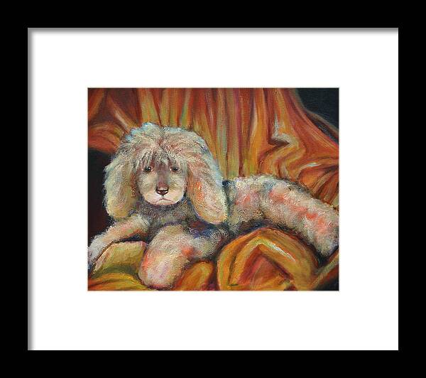 Poodle Framed Print featuring the painting Pixel The Poodle by Carol Jo Smidt