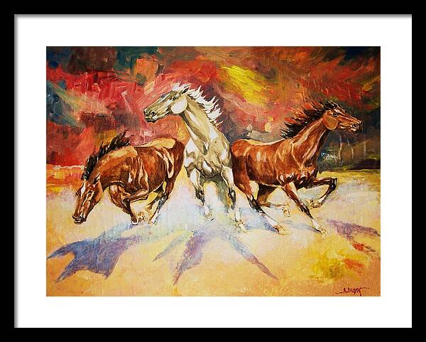 Horses Framed Print featuring the painting Plains Thunder by Al Brown