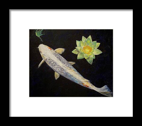 Platinum Framed Print featuring the painting Platinum Ogon Koi by Michael Creese