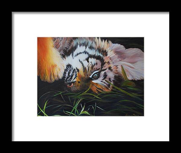 Tiger Framed Print featuring the painting Play Time by Stella Marin