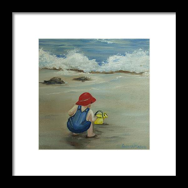 Painting Framed Print featuring the painting Playing in the sand by Stella Marin