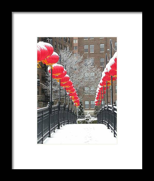 Chinese Lanterns Framed Print featuring the photograph Plaza Bridge by Glory Ann Penington