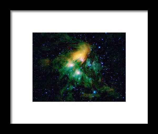 Pleiades Framed Print featuring the photograph Pleiades Star Cluster by Nasa/jpl-caltech/ucla/science Photo Library