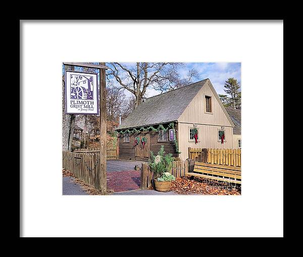 Plimoth Grist Mill Framed Print featuring the photograph Plimoth Grist Mill Yuletide Decorations by Janice Drew