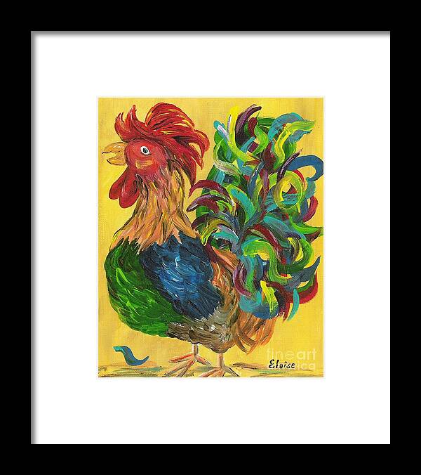 Rooster Framed Print featuring the painting Plucky Rooster by Eloise Schneider Mote