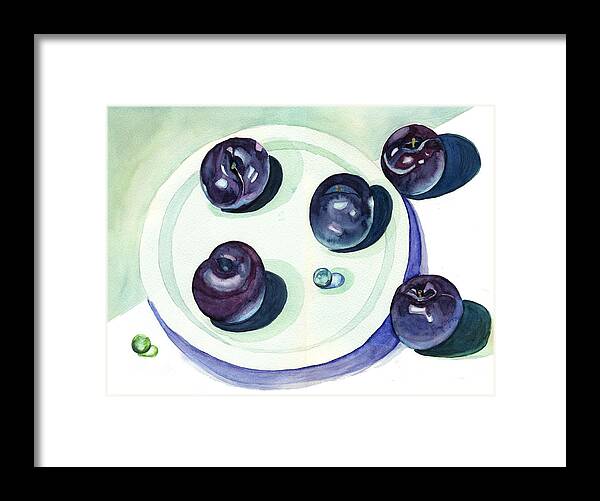 Plums Framed Print featuring the painting Plums by Katherine Miller