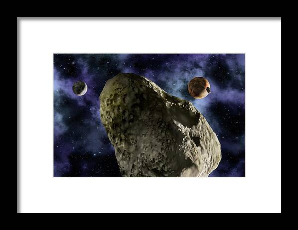 Pluto Framed Print featuring the photograph Pluto And Its Moons by Lynette Cook