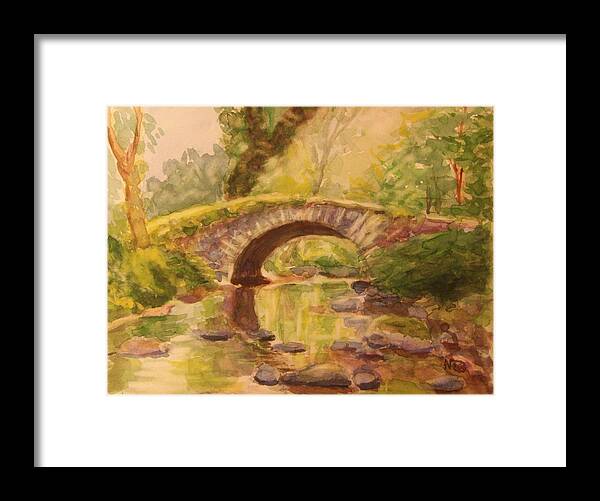Landscape Framed Print featuring the painting Pocantico River NY by Nicolas Bouteneff