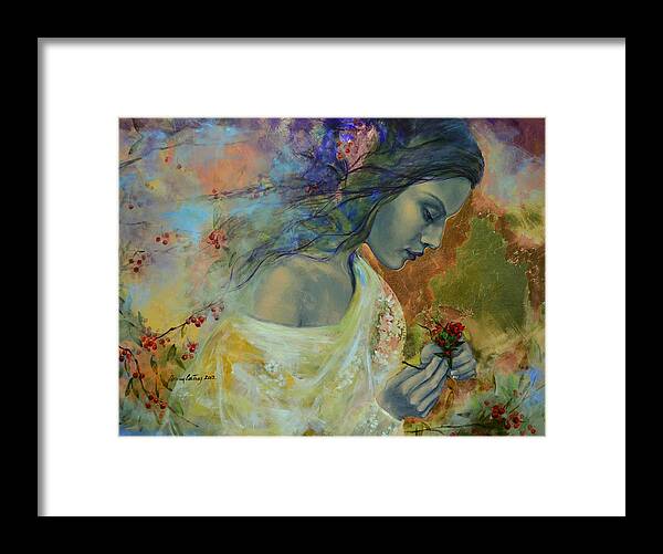Love Framed Print featuring the painting Poem at Twilight by Dorina Costras