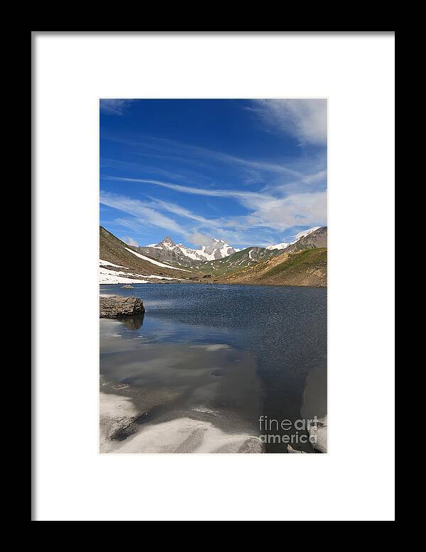 Alpine Framed Print featuring the photograph Pointe Rousse lake - vertical composition by Antonio Scarpi