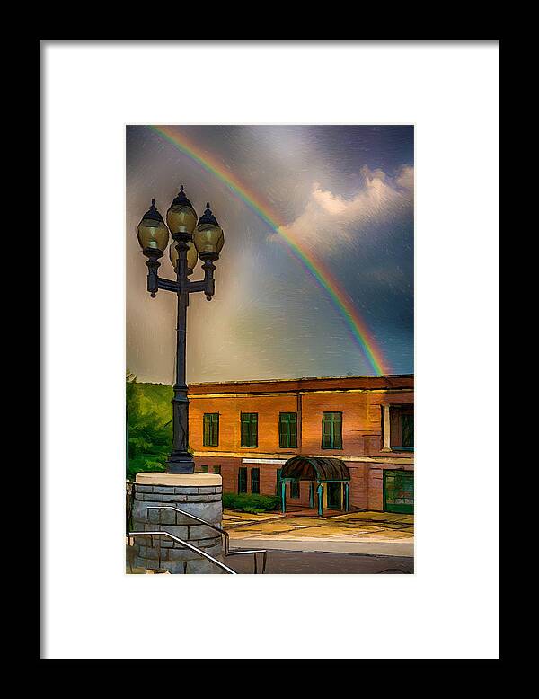 America Framed Print featuring the painting Police at the End of the Rainbow by John Haldane