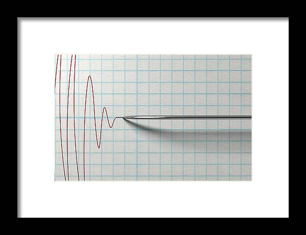 Activity Framed Print featuring the digital art Polygraph Needle And Drawing by Allan Swart
