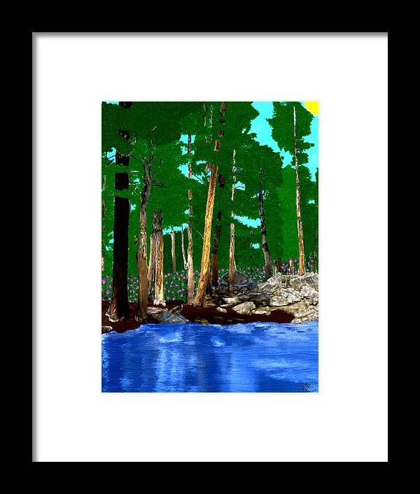 Trees Framed Print featuring the painting Pond in the Forest by Bruce Nutting