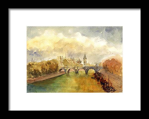 Paris Framed Print featuring the painting Ponte Neuf Paris by Juan Bosco