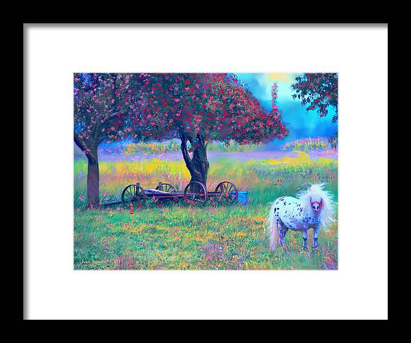 Horses Framed Print featuring the digital art Pony in Pasture by Kari Nanstad
