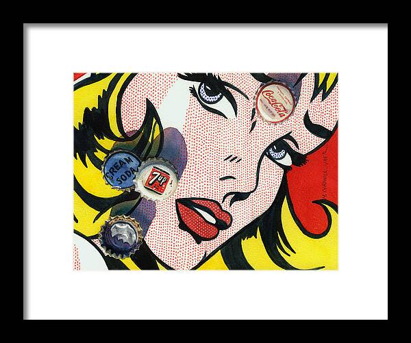 Lichtenstein Framed Print featuring the painting Pop Caps and Pop Art II by Marguerite Chadwick-Juner